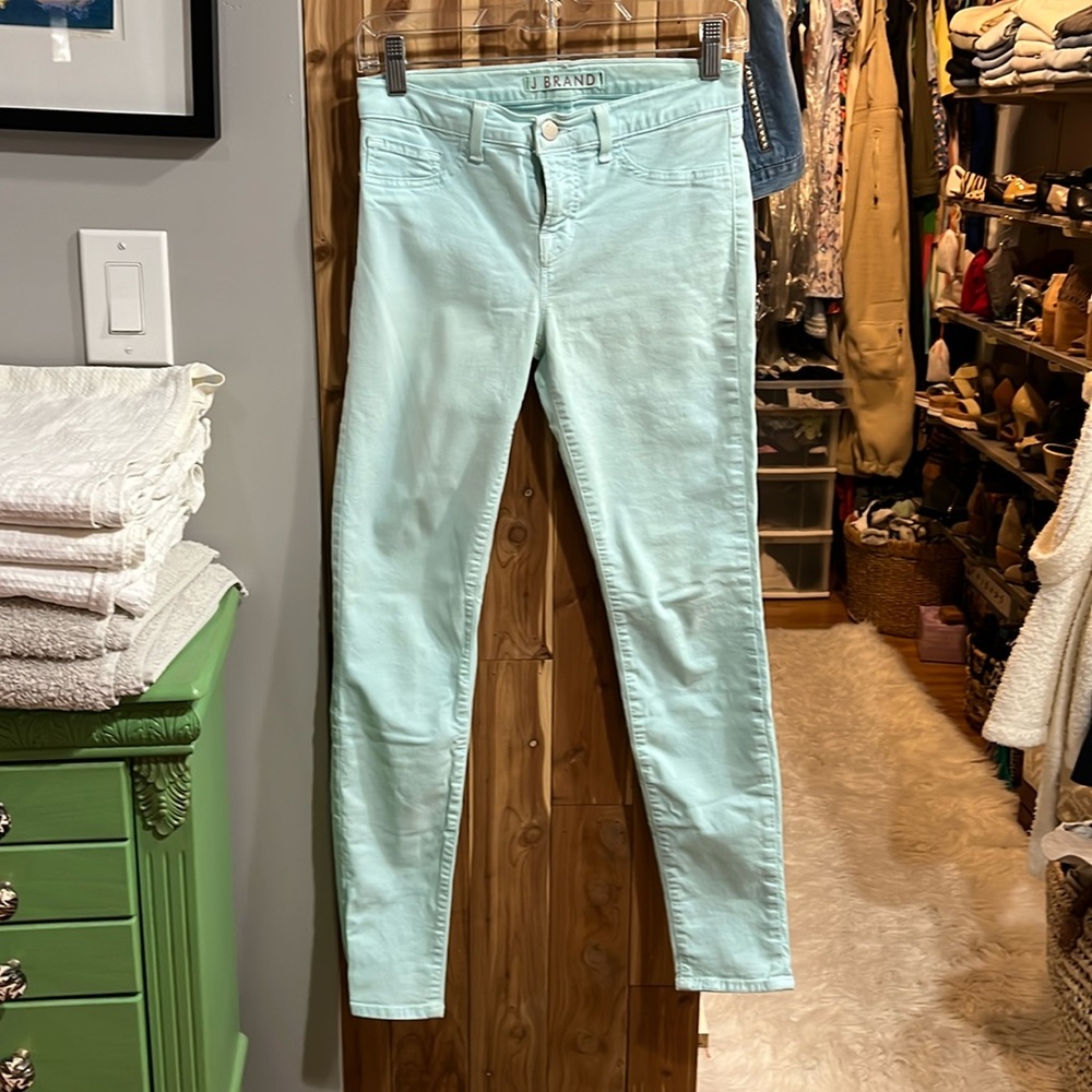 J Brand Mid Rise Skinny Aqua Jeans